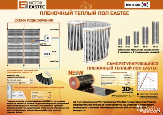 Пленочный инфракрасный теплый пол Eastec 100 в Бийске фото 4