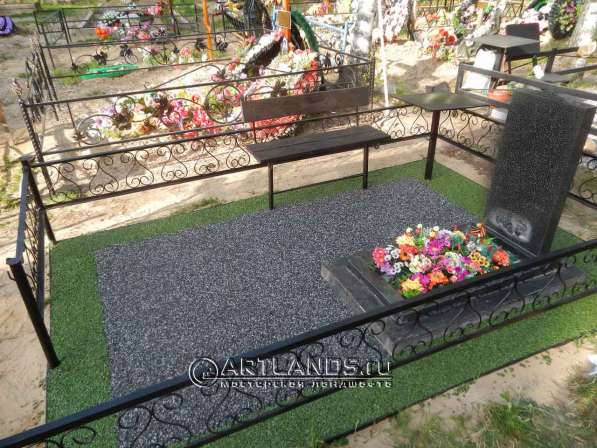 Благоустройство могил покрытием каменный ковер Art Gravel в Санкт-Петербурге фото 13