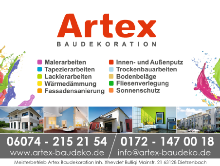 u27a4 Artex Baudekoration Meisterbetrieb Malerarbeiten + Schimmelpilzsanierung+ Wasserschädenbeseitigung 63128 Dietzenbach Adresse | Telefon | Kontakt 0