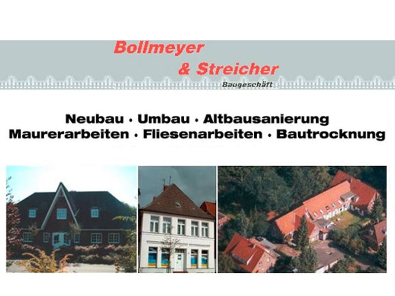 u27a4 Bollmeyer u. Streicher Baugeschäft GmbH Neu- u. Umbau, Fliesenarbeiten u. Altbausanierung 21337 Lüneburg-Kaltenmoor Adresse | Telefon | Kontakt 0