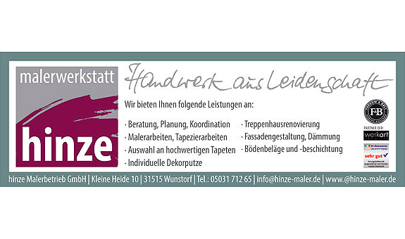 u27a4 malerwerkstatt hinze 31515 Wunstorf-Luthe Adresse | Telefon | Kontakt 0