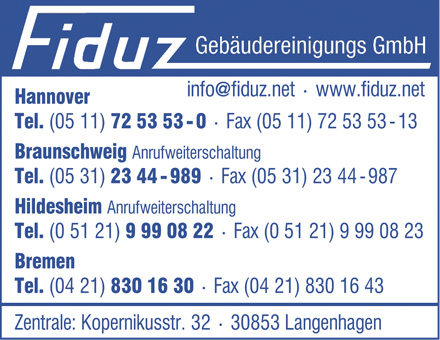 u27a4 Fiduz Gebäudereinigungs GmbH 30853 Langenhagen-Alt-Langenhagen Öffnungszeiten | Adresse | Telefon 5