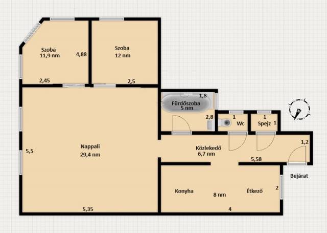 Eladó 75 m2-es tégla lakás Budapest X. kerület, Ligettelek - Budapest X. kerület, Ligettelek - Tégla lakás 9