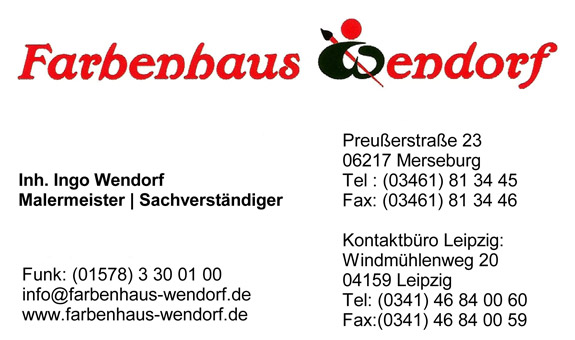 ➤ Farbenhaus Wendorf 04159 Leipzig-Lützschena-Stahmeln Öffnungszeiten | Adresse | Telefon 0