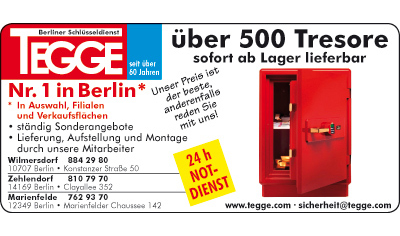 ➤ Berliner Schlüsseldienst Tegge 14169 Berlin-Zehlendorf Öffnungszeiten | Adresse | Telefon 2