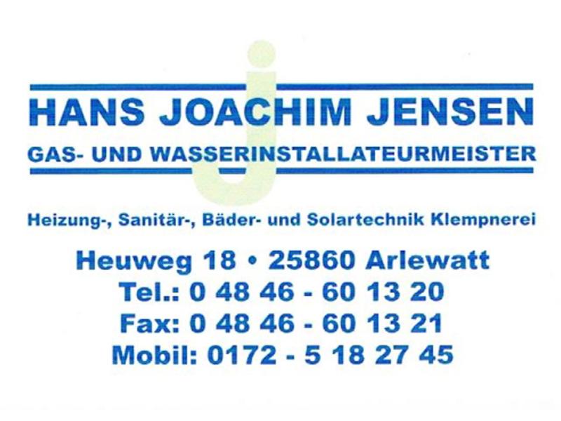 ➤ Heizung Sanitär Jensen Hans Joachim Heizung- und Sanitärbetrieb 25860 Arlewatt Adresse | Telefon | Kontakt 0