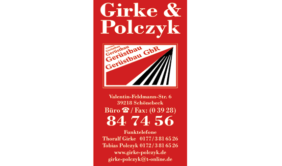 ➤ Girke und Polczyk Gerüstbau GbR 39218 Schönebeck-Schönebeck Elbe Öffnungszeiten | Adresse | Telefon 1