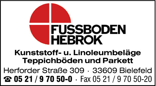 ➤ Fußboden Hebrok GmbH & Co. 33609 Bielefeld-Innenstadt Öffnungszeiten | Adresse | Telefon 0