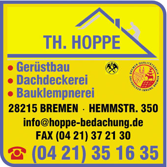 ➤ Hoppe Bedachungs- und Gerüstbau GmbH 28215 Bremen-Weidedamm Adresse | Telefon | Kontakt 0