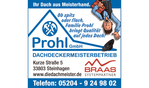 ➤ Prohl Bedachungen GmbH 33803 Steinhagen Adresse | Telefon | Kontakt 1