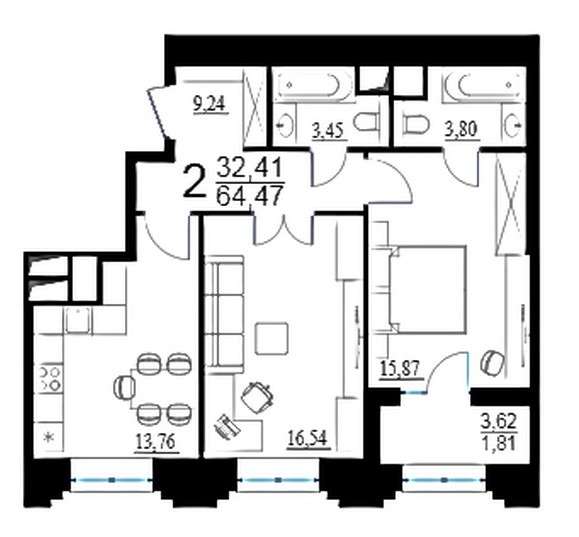 Продажа 2 к квартиры комфорт класса в Москве в Москве